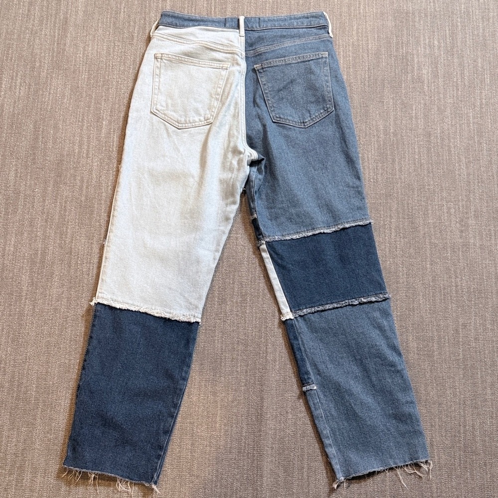 Hollister Ultra High-Rise Vintage Straight Patchwork Jeans Multi-Tone Blue 7R - Picture 3 of 3